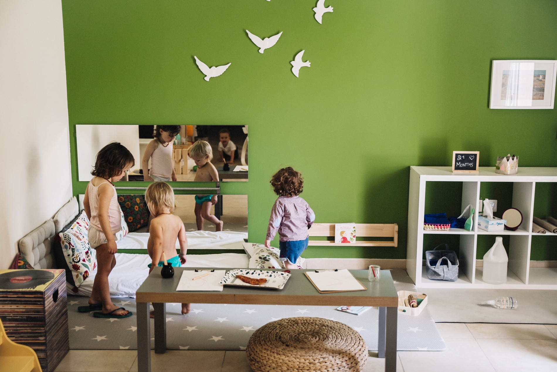 Young children in Montessori playroom